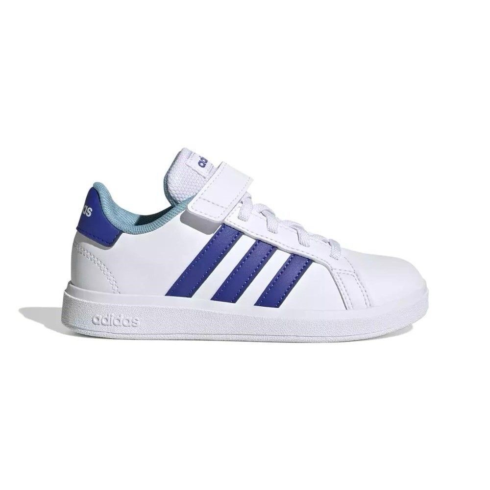 NEW adidas Kids Size 2 Cloud White & Lucid Blue Grand Court 2.0 EL Sneaker NWOB
